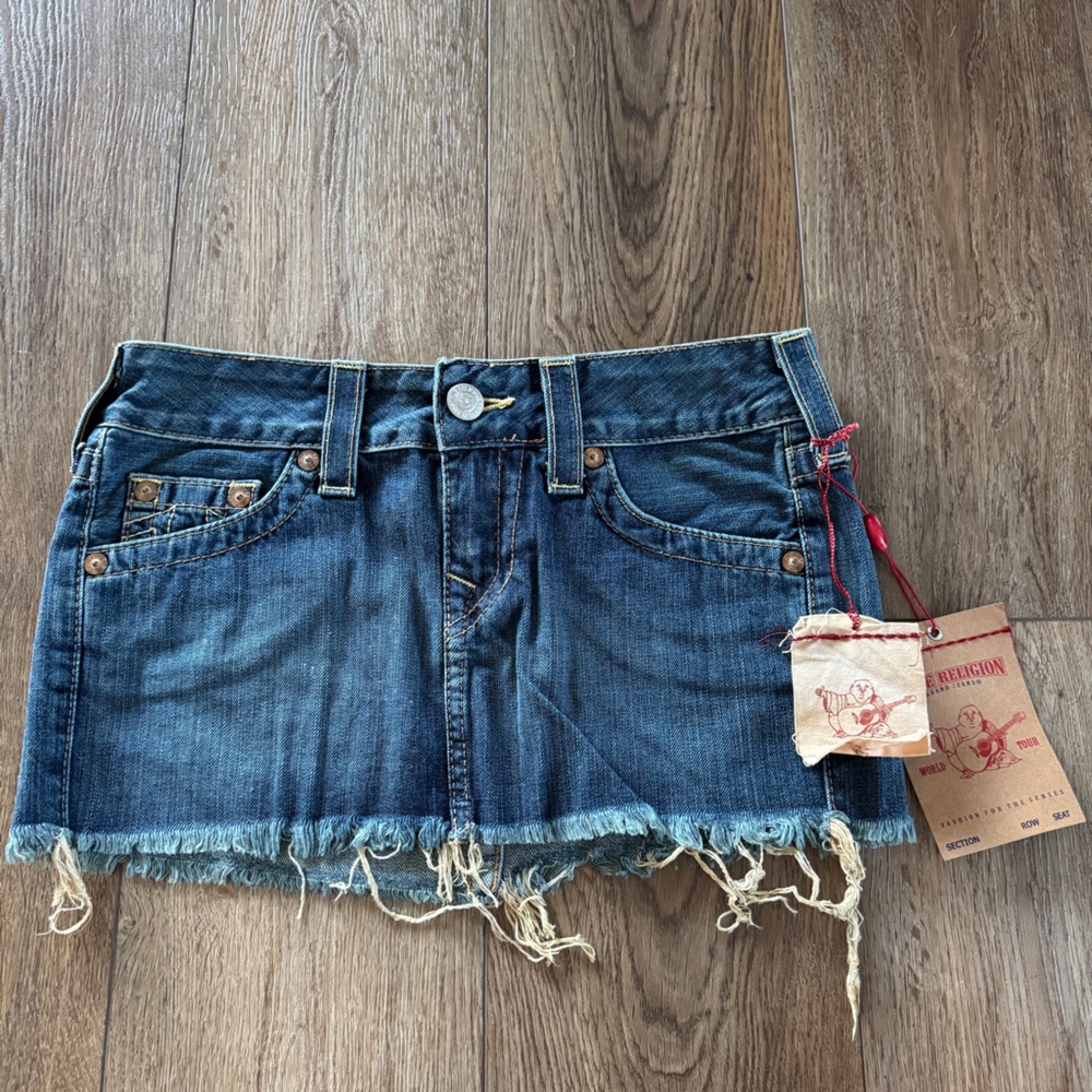 True Religion Jeans Mandy Mini Denim Skirt Size 25